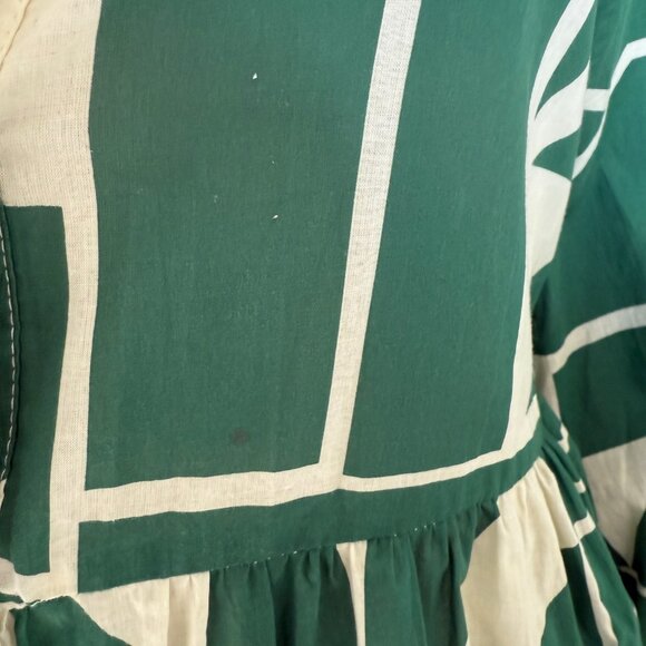 Zara Abstract Print Button Down Midi Dress Green Large NEW - Picture 5 of 8